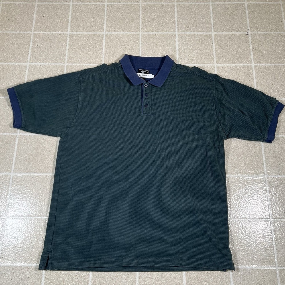 Mens Vintage Starter Polo Shirt Size XL Green Blue